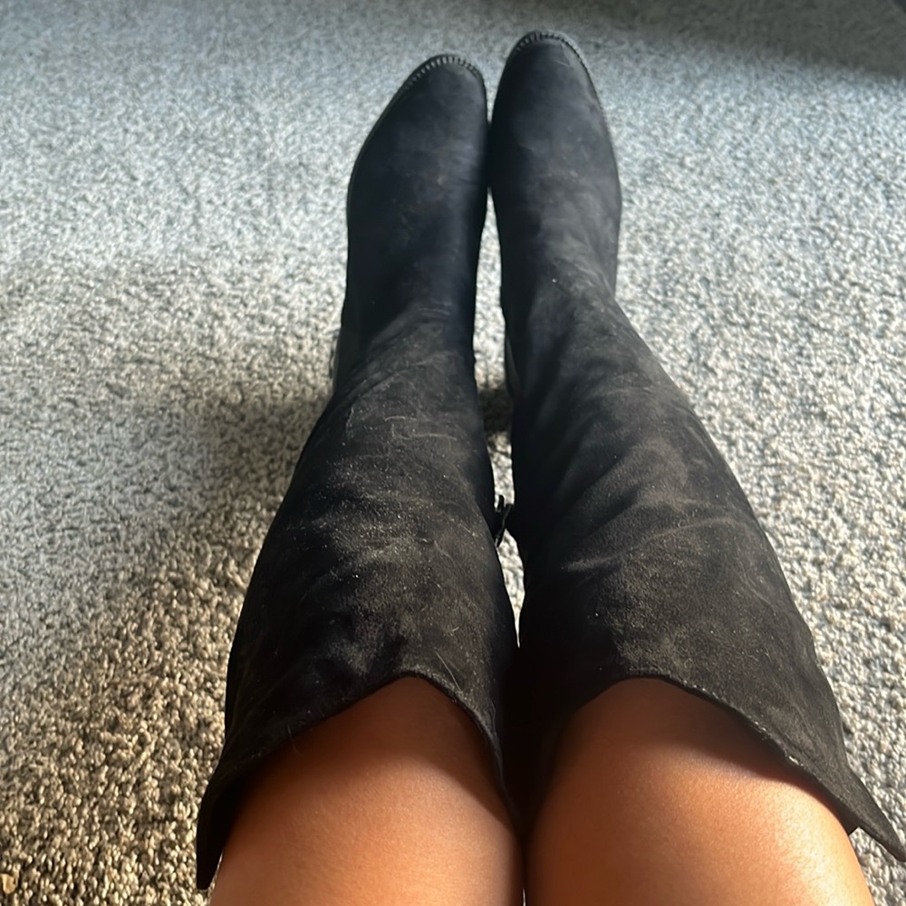 Over the Knee Black Pearl Boots
